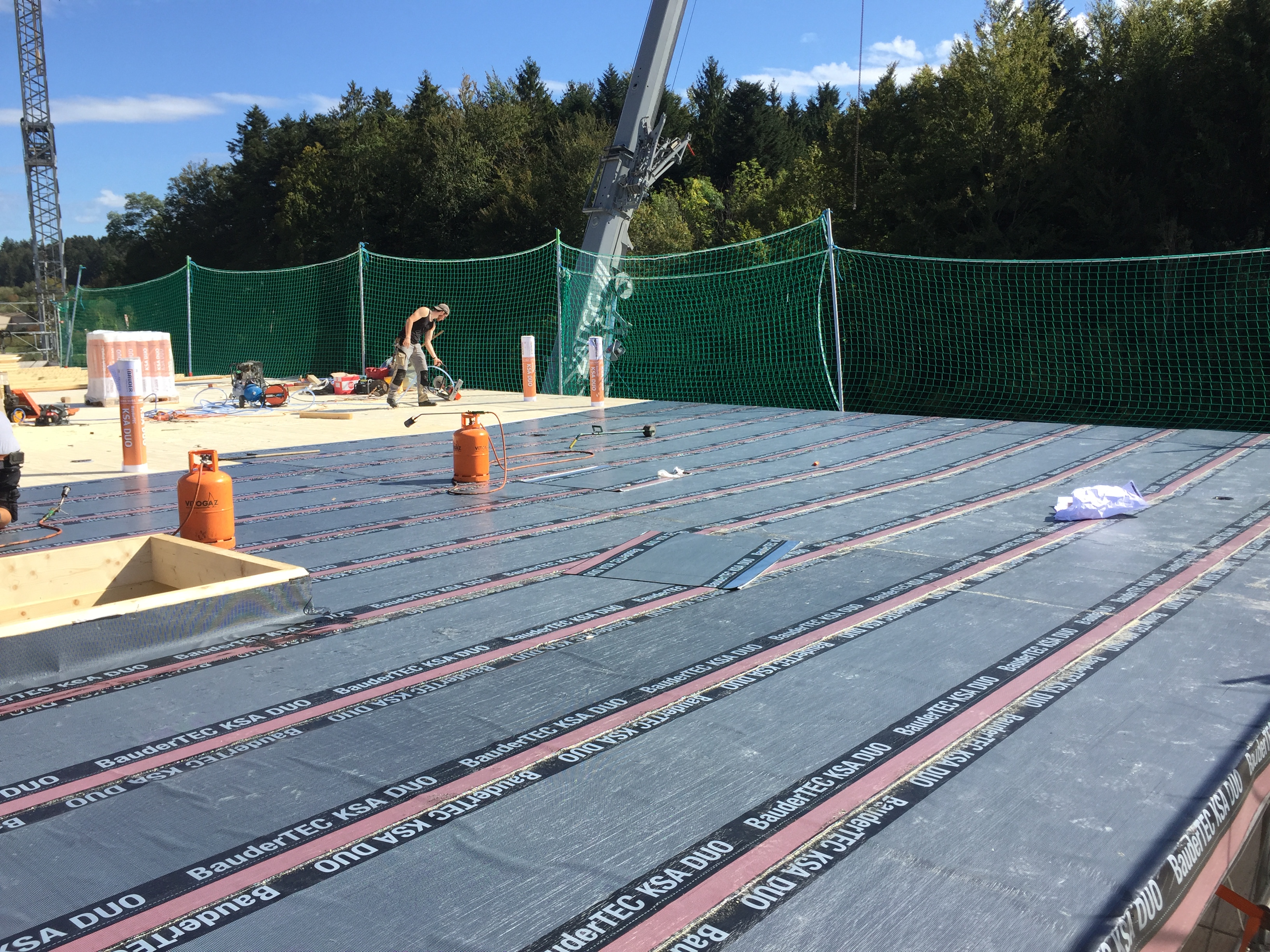 Baustelle auf einem Flachdach